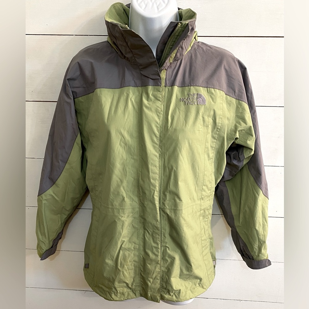 The North Face Girl’s Sz M Sage Green/Gray Hyvent Hooded‎ Jacket